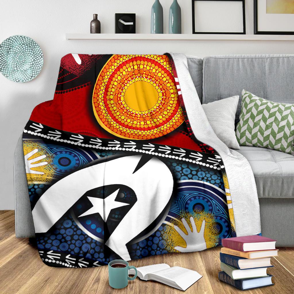 Premium Blanket - Australian NAIDOC Aboriginal and Torres Strait Islands Flags - Vibe Hoodie Shop