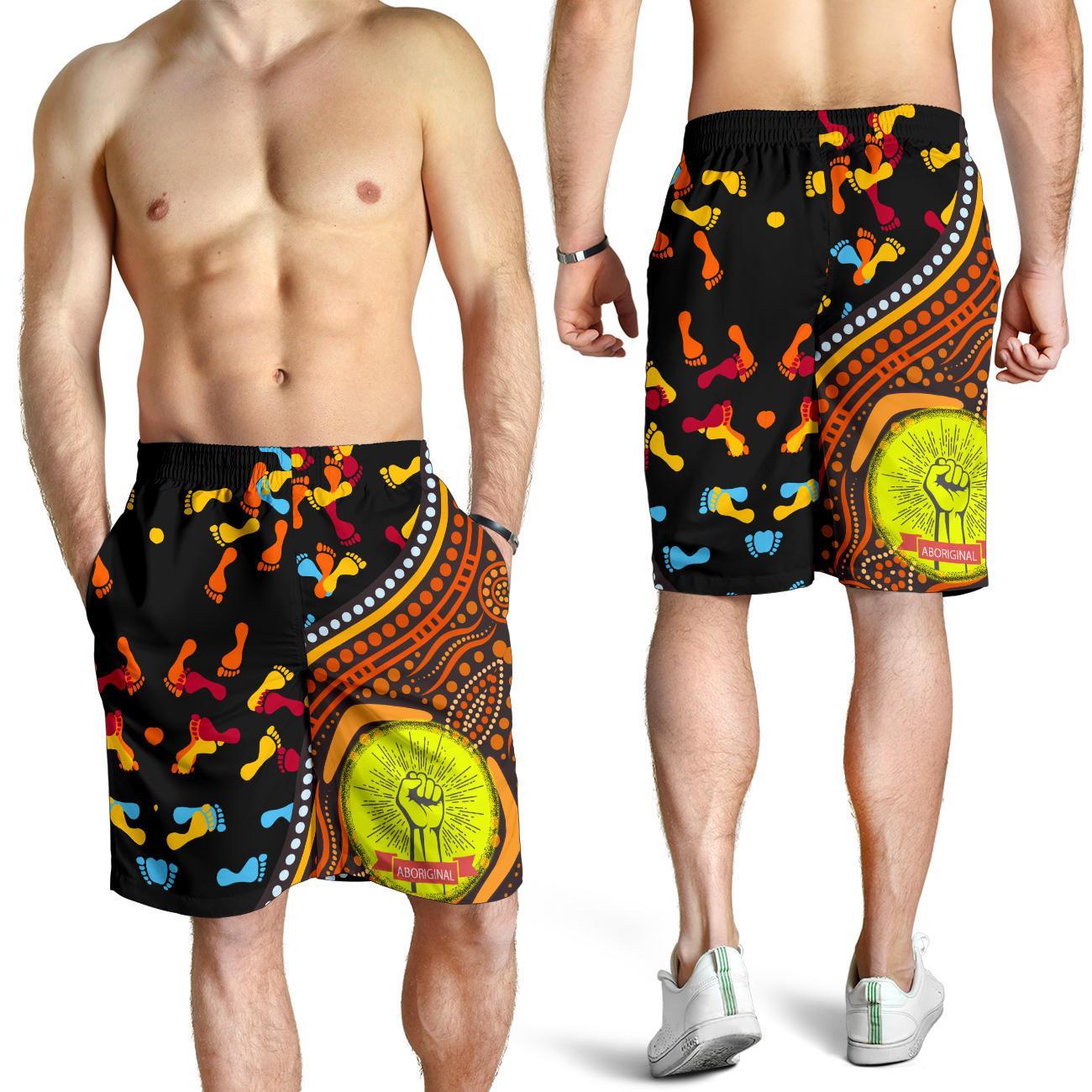 Shorts Men - Aboriginal Style and Flag, Dot Painting - Vibe Hoodie Shop