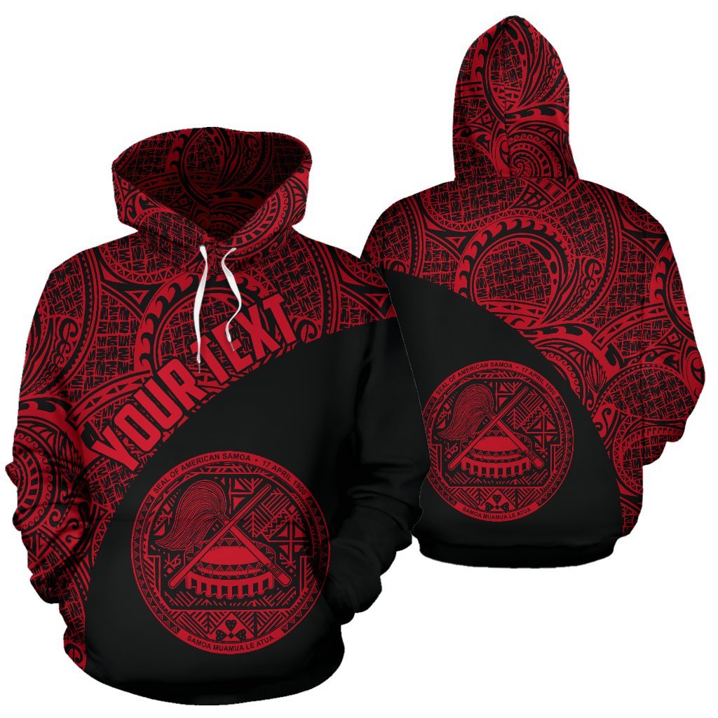 American Samoa Hoodie Coat Of Arms Polynesian Wave Red (Custom) - Vibe Hoodie Shop