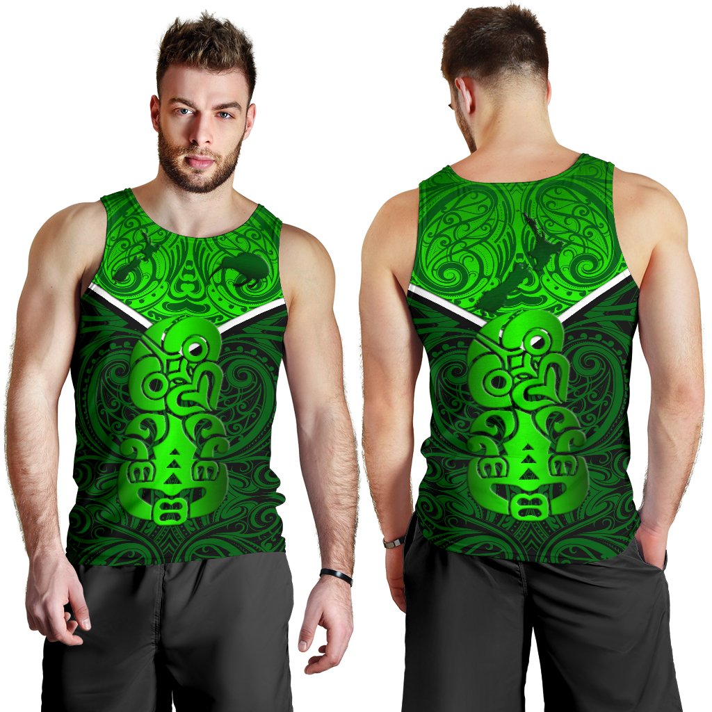 New Zealand Maori Rugby Men Tank Top Pride Version - Green - Vibe Hoodie Shop