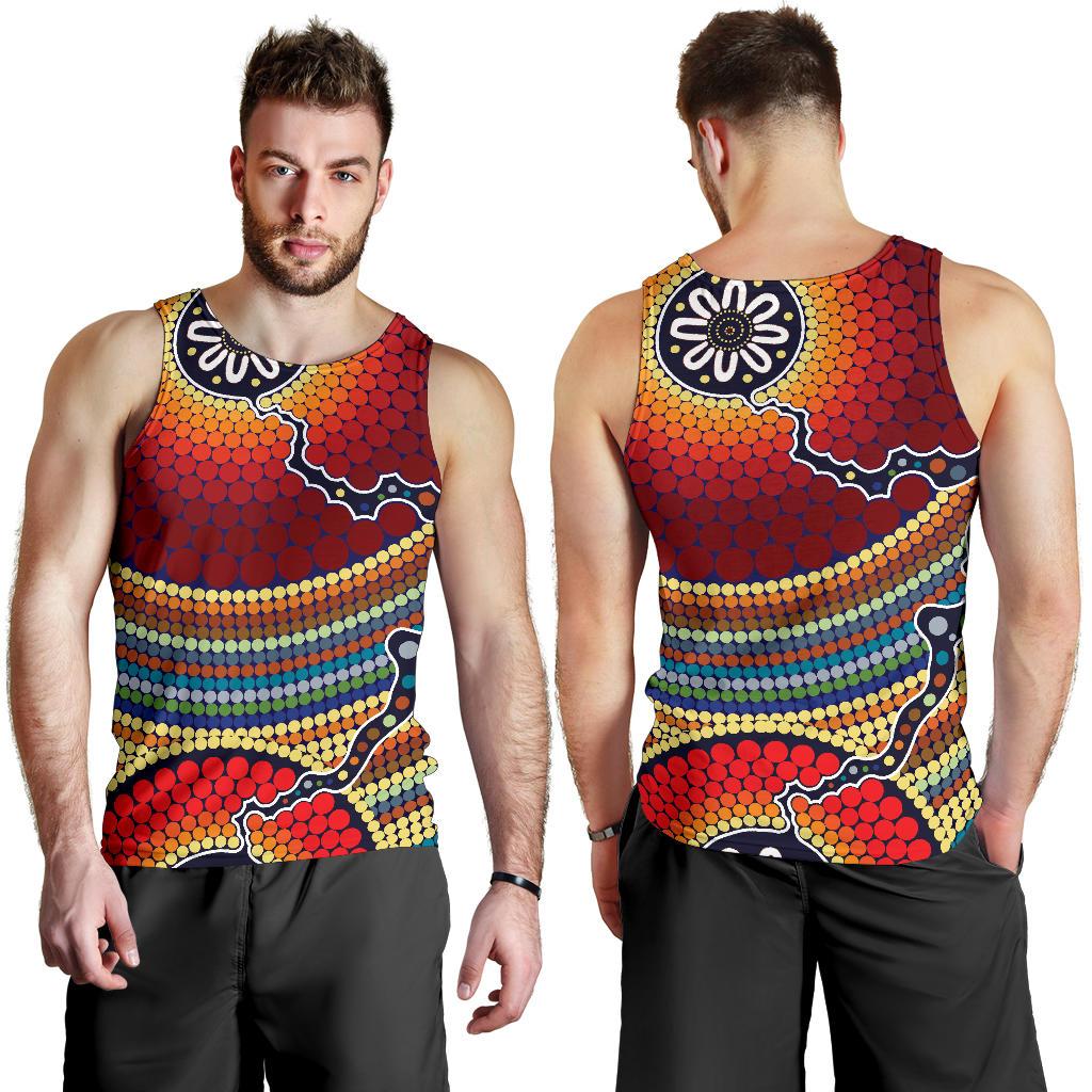 Men Tank Top - Aboriginal Dot Painting Mens Tank Ver11 - Vibe Hoodie Shop