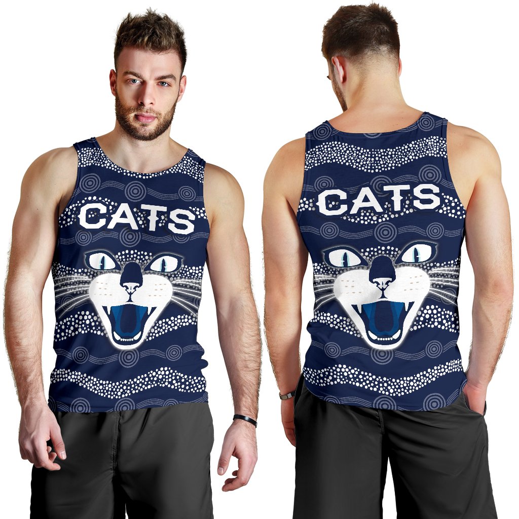 Geelong Men Tank Top Cats Indigenous - Navy - Vibe Hoodie Shop