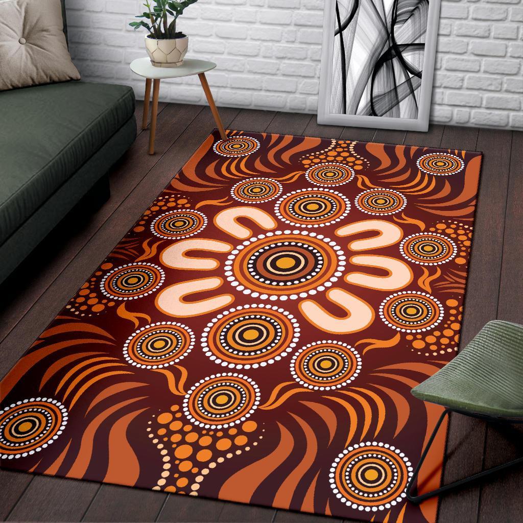 Aboriginal Area Rug - Circle Flowers Patterns Ver02 - Vibe Hoodie Shop