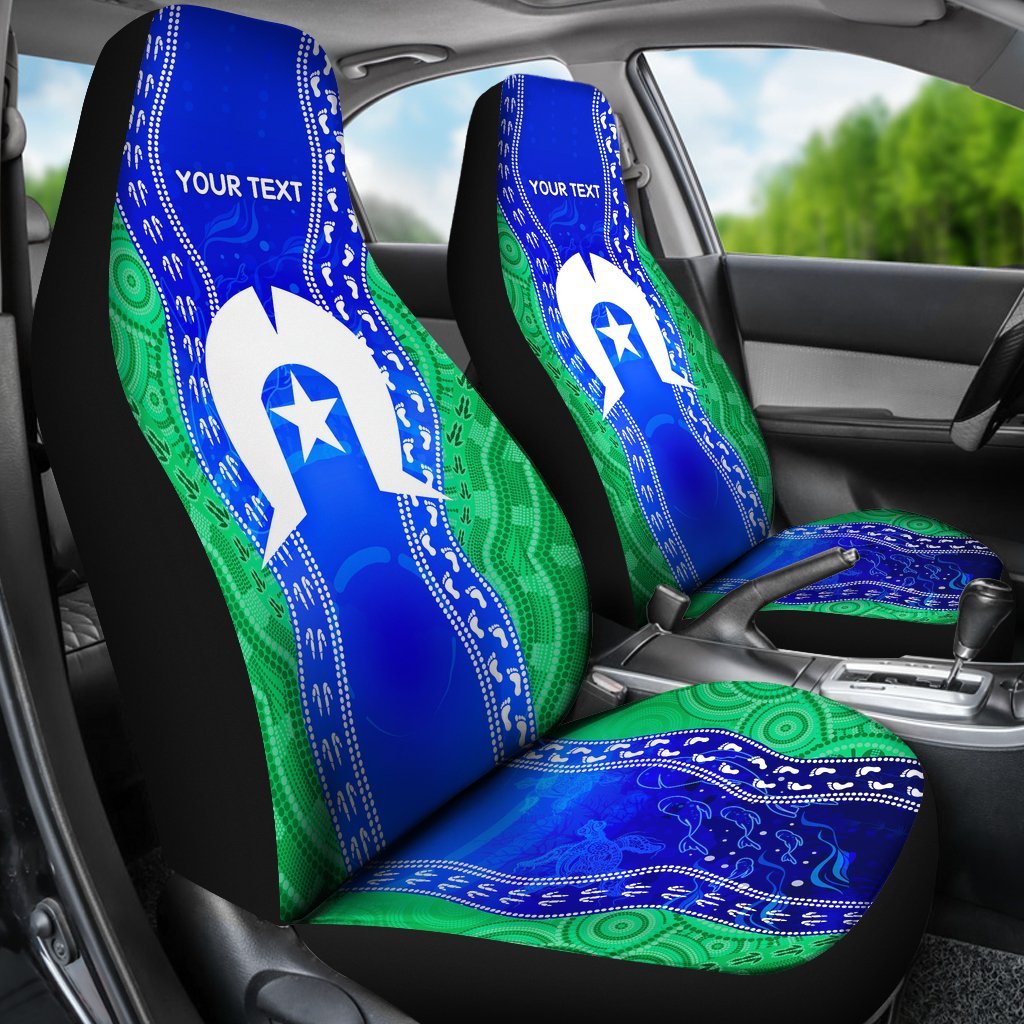 Custom Torres Strait Islanders Car Seat Covers - Torres Symbol With Aboriginal Patterns - Vibe Hoodie Shop