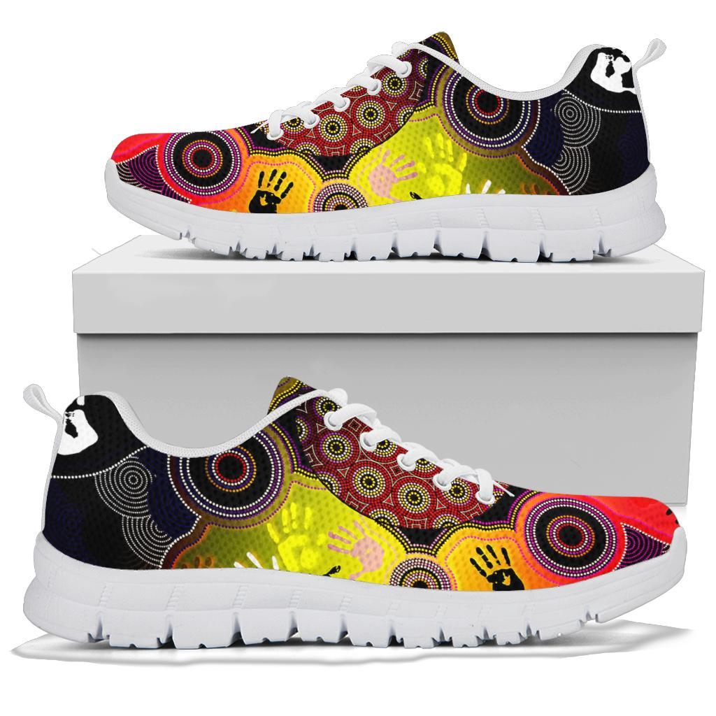 Aboriginal Sneakers, Indigenous Circle Dot Painting Hand Art - Vibe Hoodie Shop