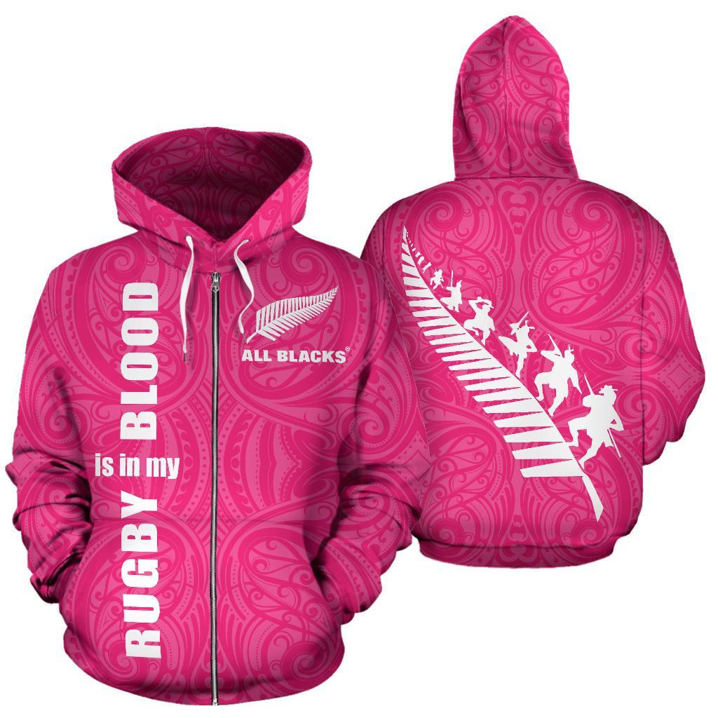 New Zealand Rugby Is In My Blood Zip Hoodie Pink - Vibe Hoodie Shop