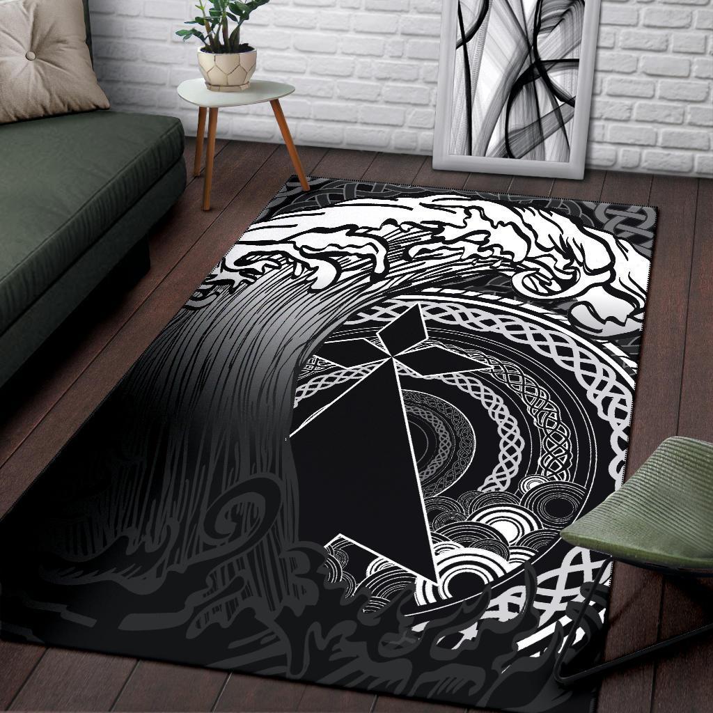 Brittany Area Rug - Sea Waves And Celtic Circle - Vibe Hoodie Shop