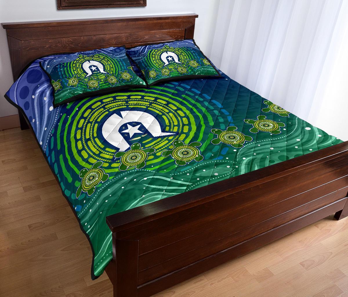 Torres Strait Islanders Quilt Bed Set - Aboriginal Turtle - Vibe Hoodie Shop