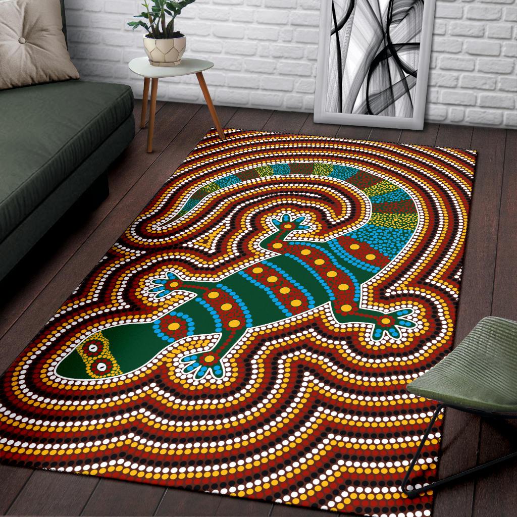 Aboriginal Area Rug, Lizard Dot Painting Patterns - Vibe Hoodie Shop