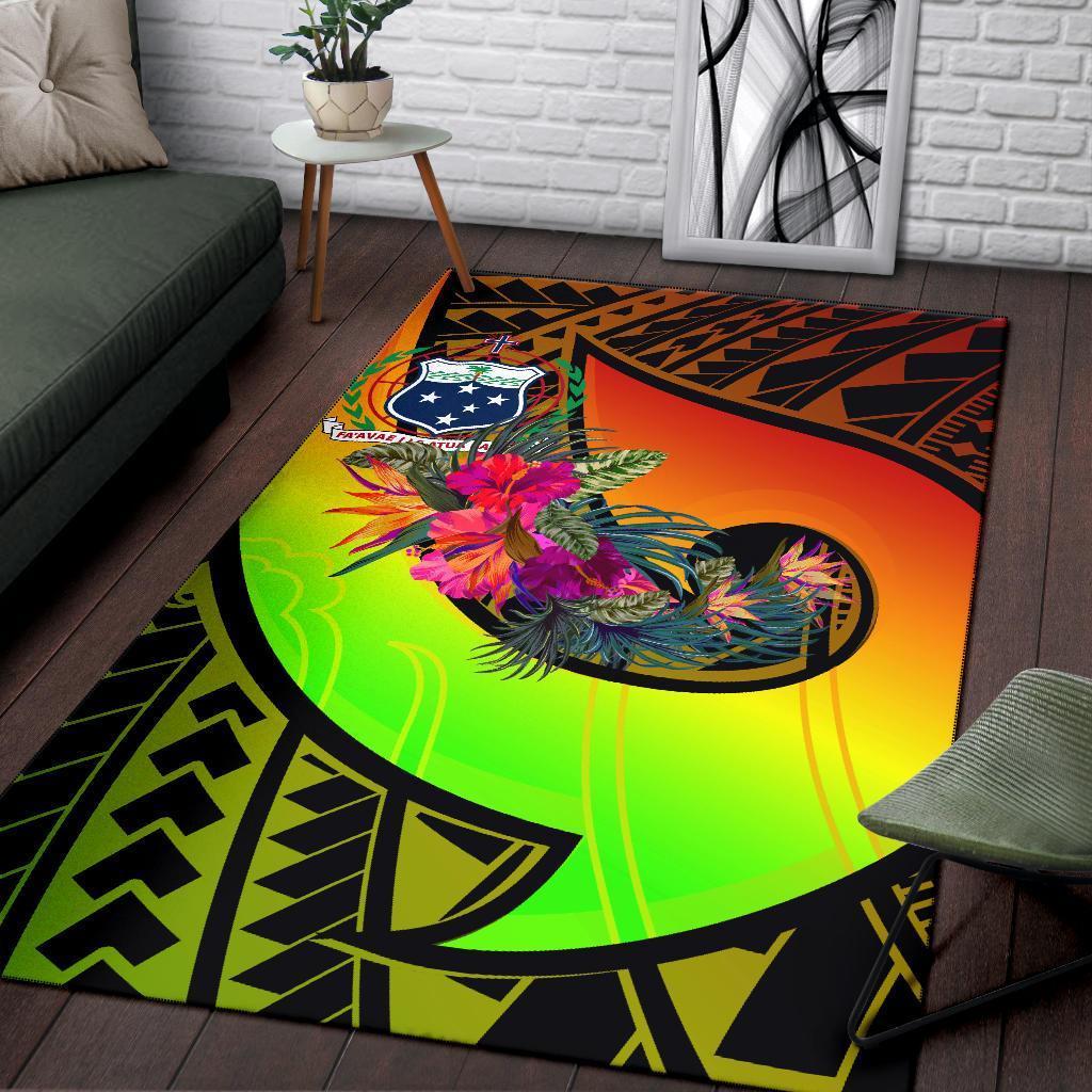 Samoa Area Rug - Polynesian Hook And Hibiscus (Reggae) - Vibe Hoodie Shop