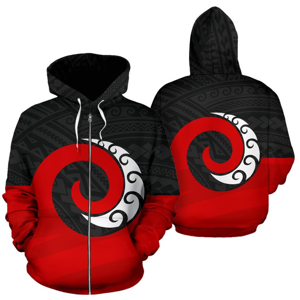 New Zealand Maori Koru Zip Up Hoodie - Vibe Hoodie Shop