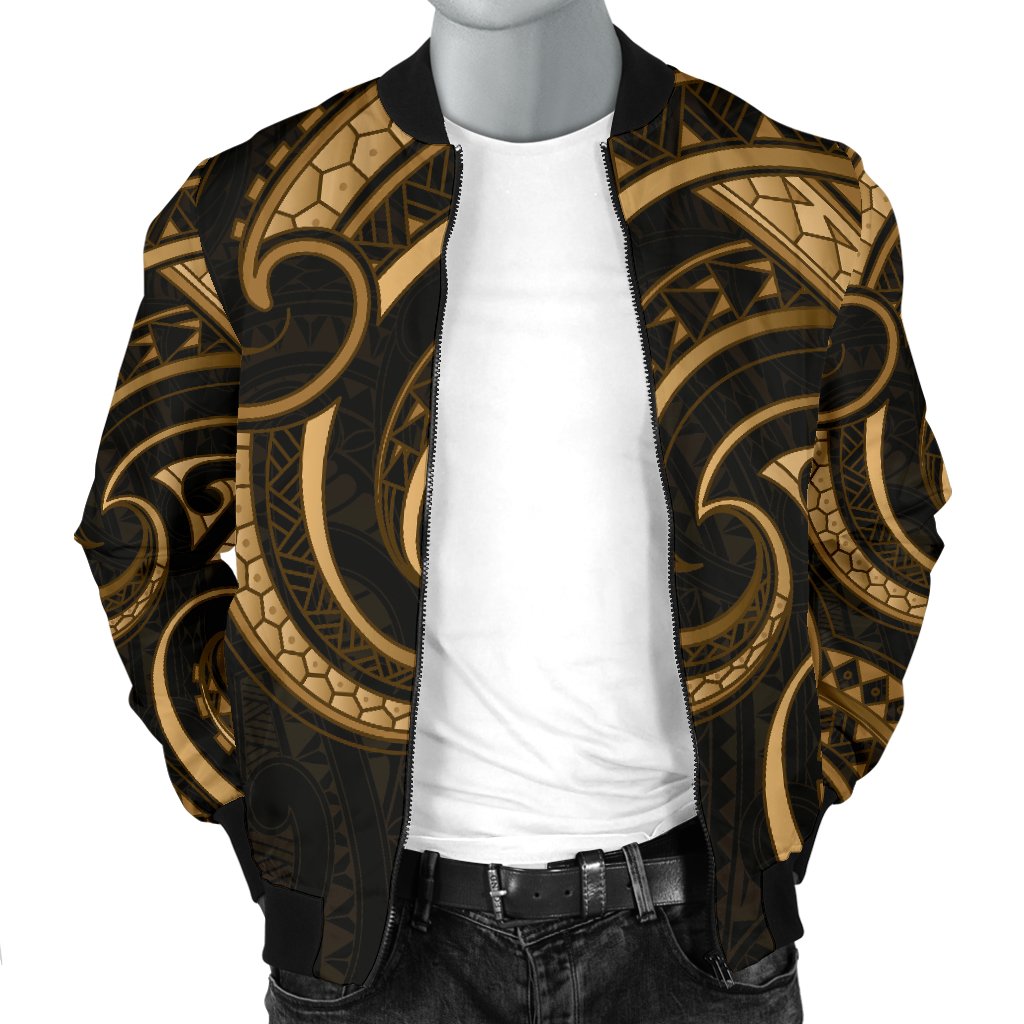 New Zealand Maori Mangopare Men Bomber Jacket Polynesian - Gold - Vibe Hoodie Shop