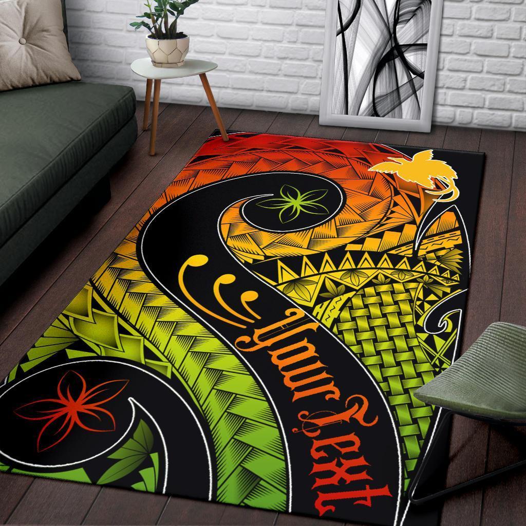 Papua New Guinea Personalised Area Rug - PNG Bird And Polynesian Decorative Pattern - Vibe Hoodie Shop