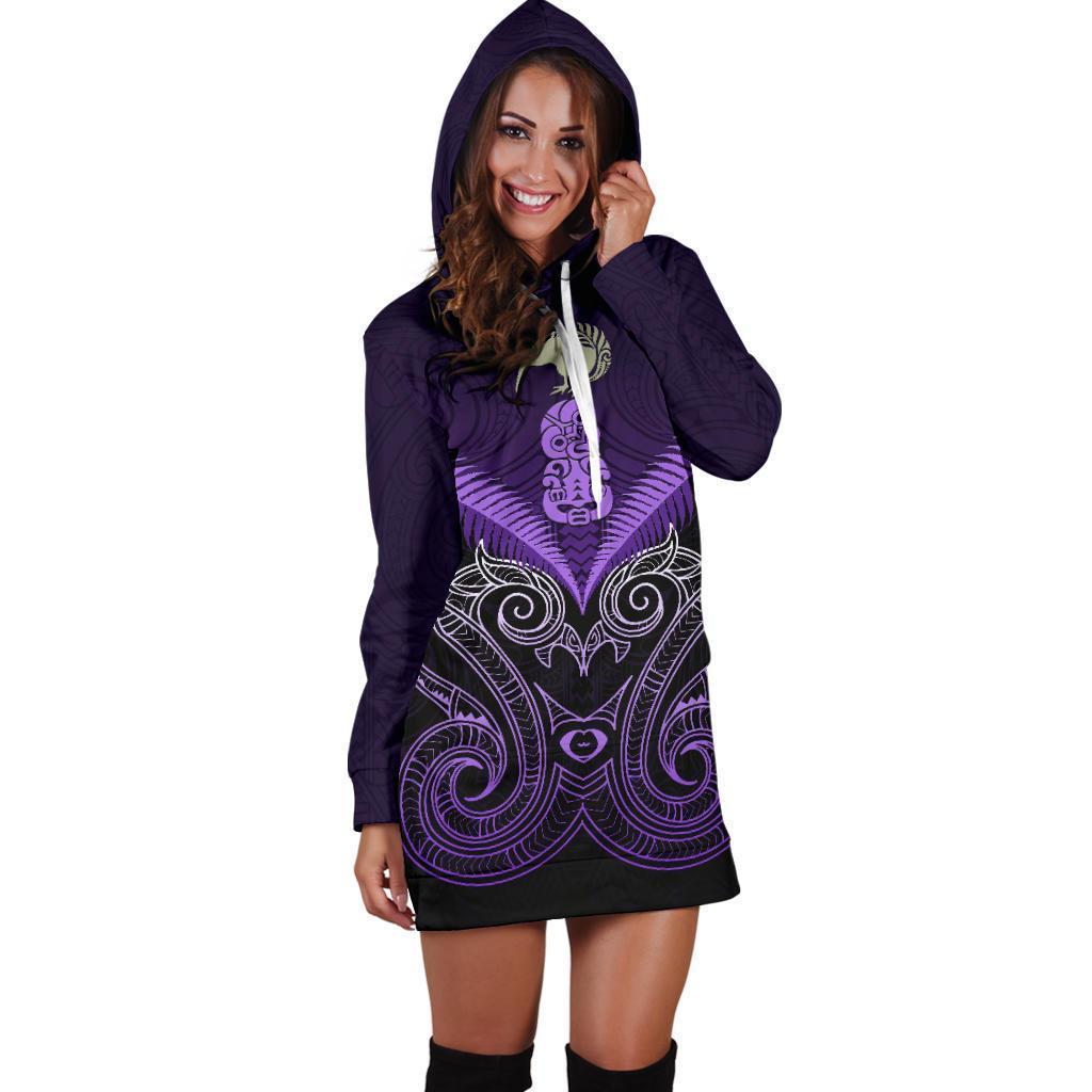 Maori Manaia New Zealand Hoodie Dress Purple - Vibe Hoodie Shop