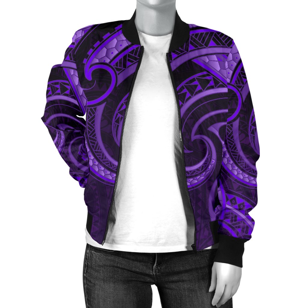 New Zealand Maori Mangopare Women Bomber Jacket Polynesian - Purple - Vibe Hoodie Shop