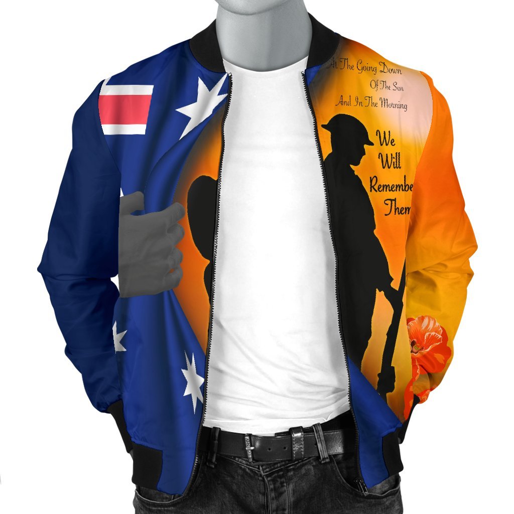 ANZAC Men's Bomber Jacket - We Will Remember Them Ver02 - Vibe Hoodie Shop