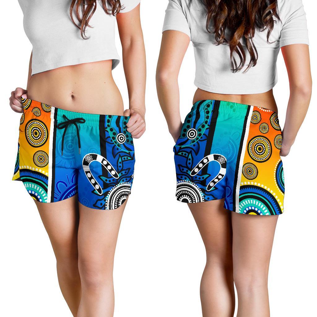 aboriginal-womens-shorts-indigenous-turtle-dot-painting-art