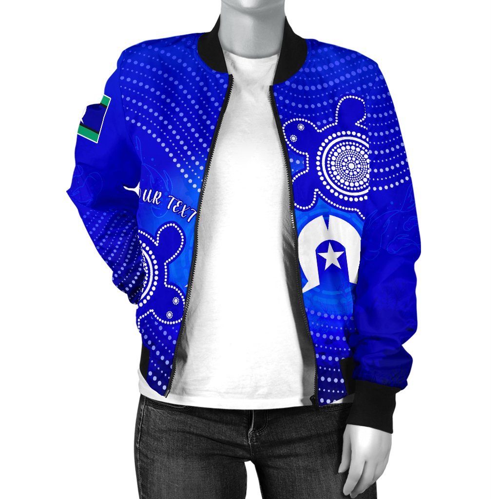 Custom Torres Strait Islanders Women's Bomber Jacket - Torres Symbol With Indigenous Turtle - Vibe Hoodie Shop