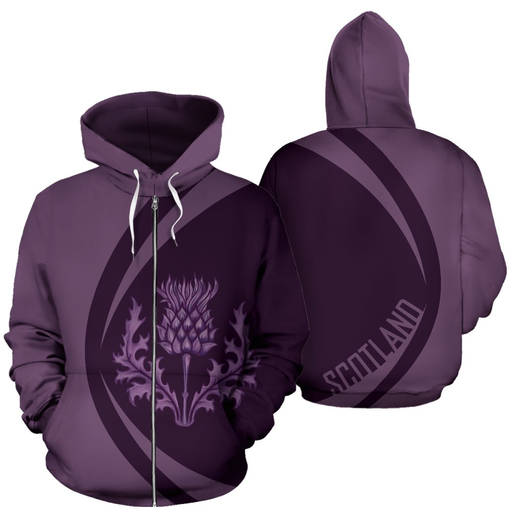 Scotland Thistle Violet Zip - Up Hoodie - Vibe Hoodie Shop