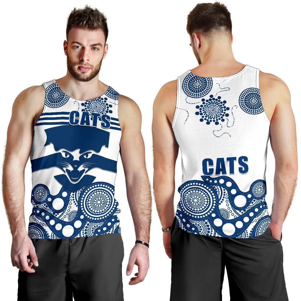 Cats Men Tank Top Geelong Indigenous - Vibe Hoodie Shop