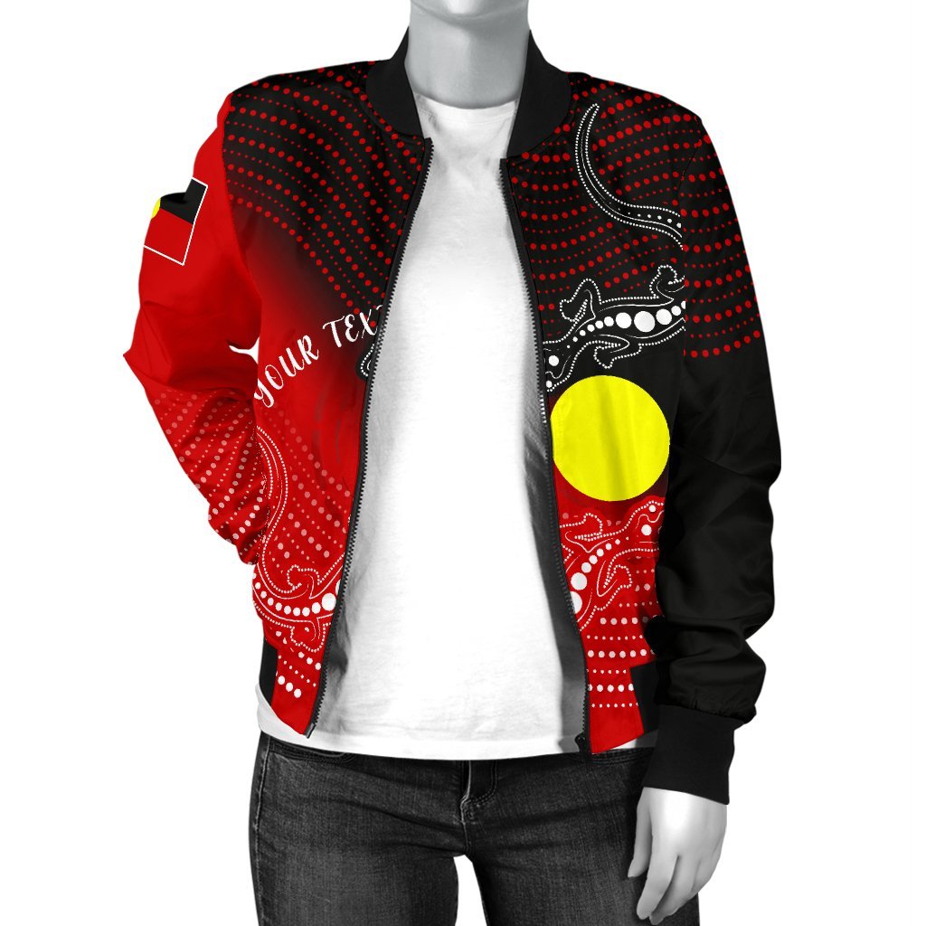 Custom Aboriginal Women's Bomber Jacket - Two Indigenous Lizard - Vibe Hoodie Shop