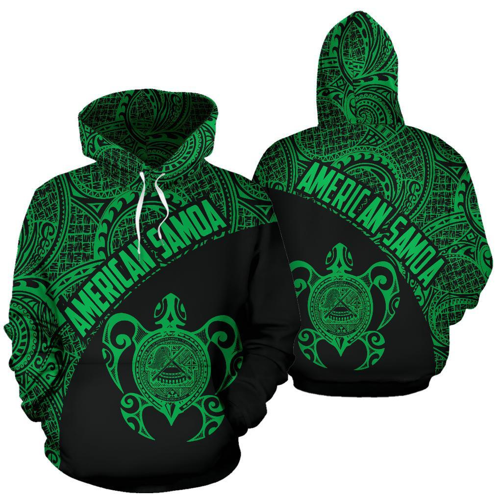 American Samoa Polynesian Hoodie Coat Of Arms In Turtle Green - Vibe Hoodie Shop