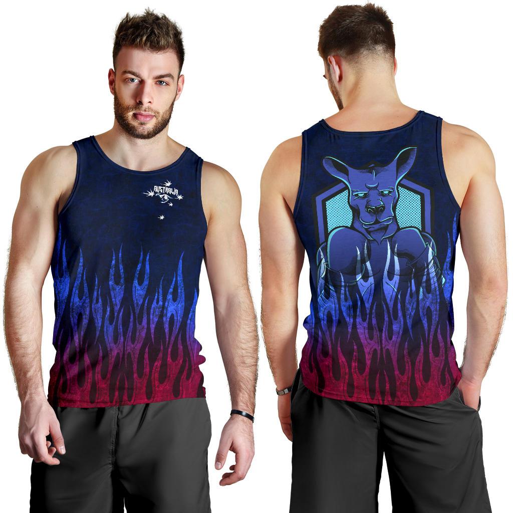 Men Tank Top - Kangaroo Mens Symbol Tank Dark Flame - Vibe Hoodie Shop