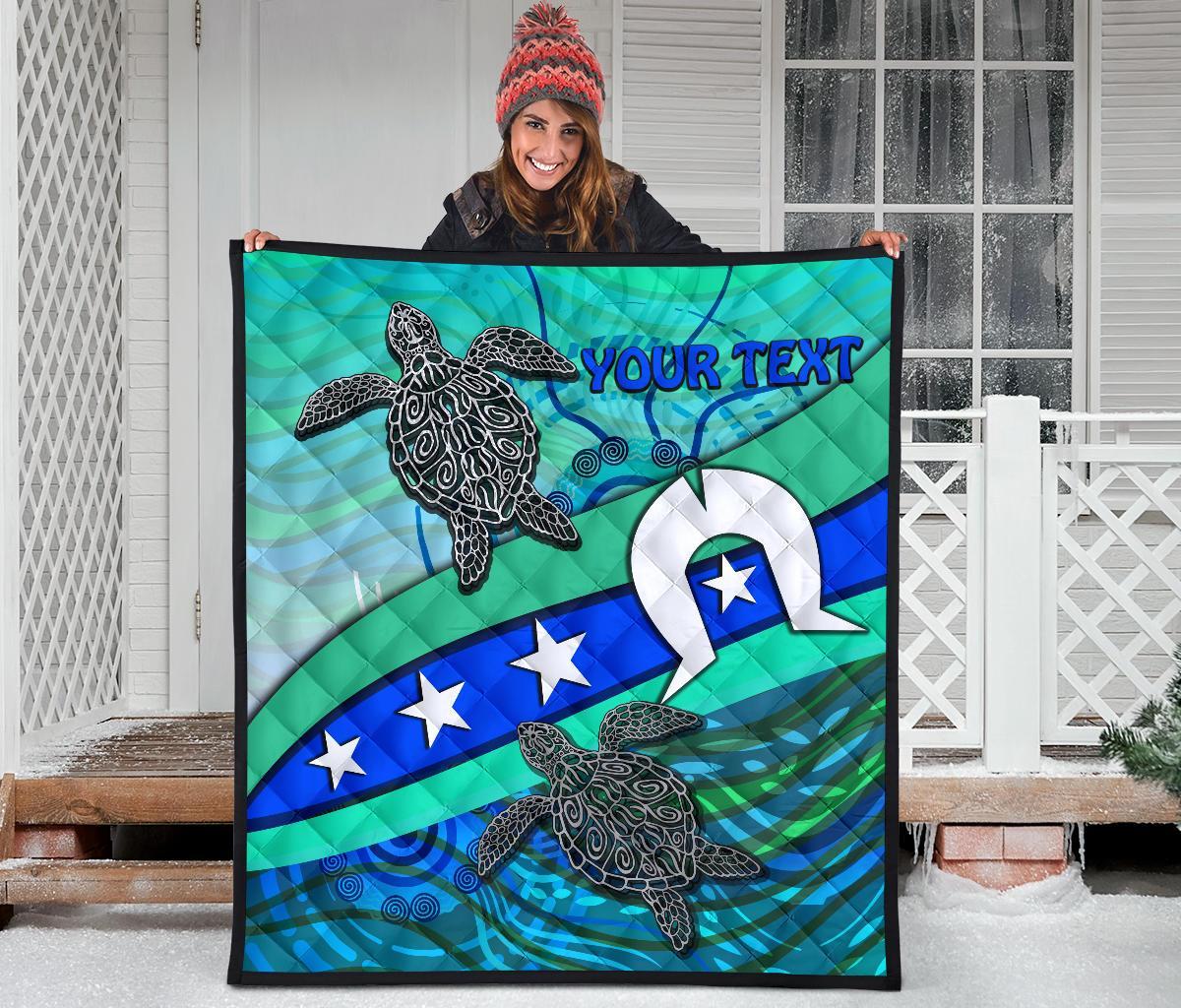 Personalised Premium Quilt - Torres Strait Flag And Turtle - Vibe Hoodie Shop