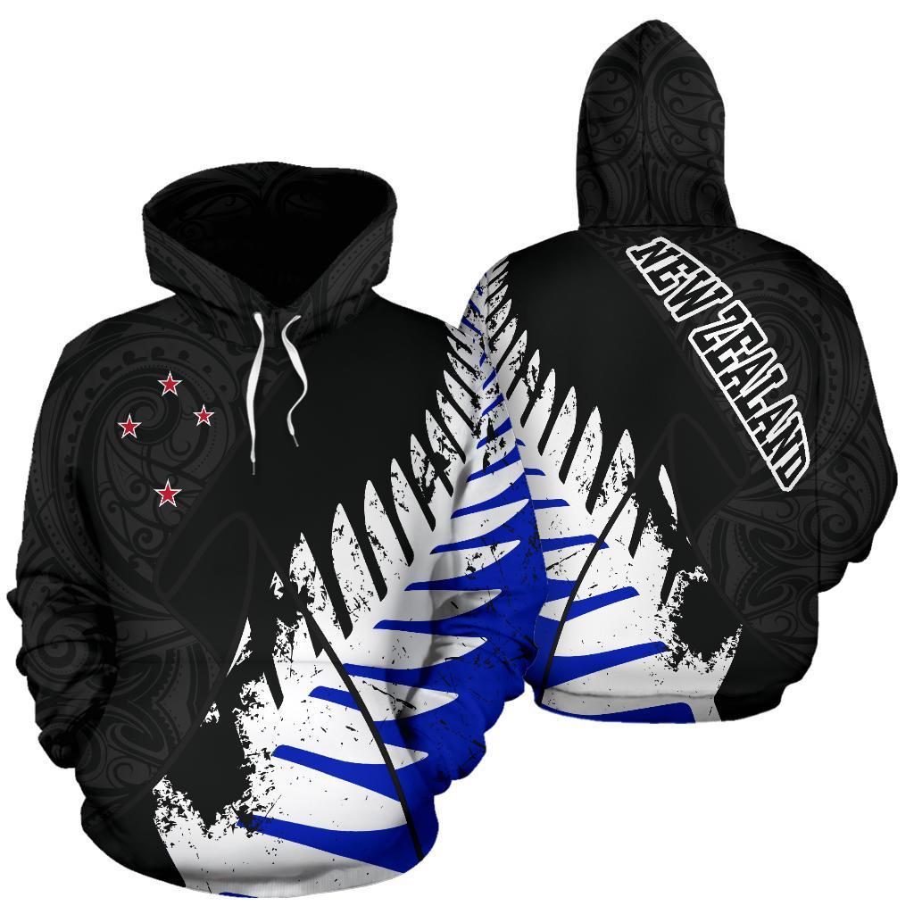 New Zealand Maori Hoodie, Silver Fern Flag Pullover Hoodie - Vibe Hoodie Shop