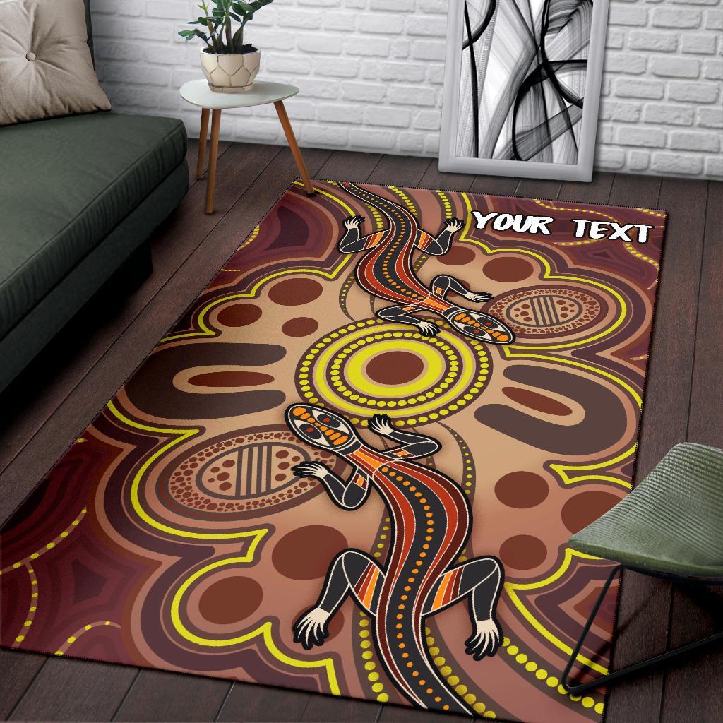 Custom Aboriginal Area Rug, Indigenous Lizard Dot Painting Art - Vibe Hoodie Shop