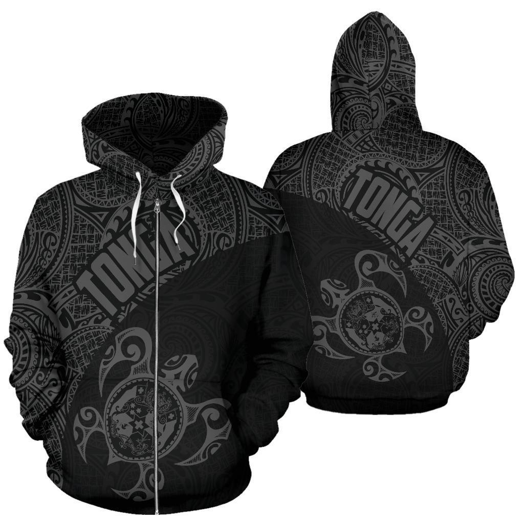 Zip Up Hoodie Tonga Coat Of Arms Turtle Polynesian Pattern 11 - Vibe Hoodie Shop