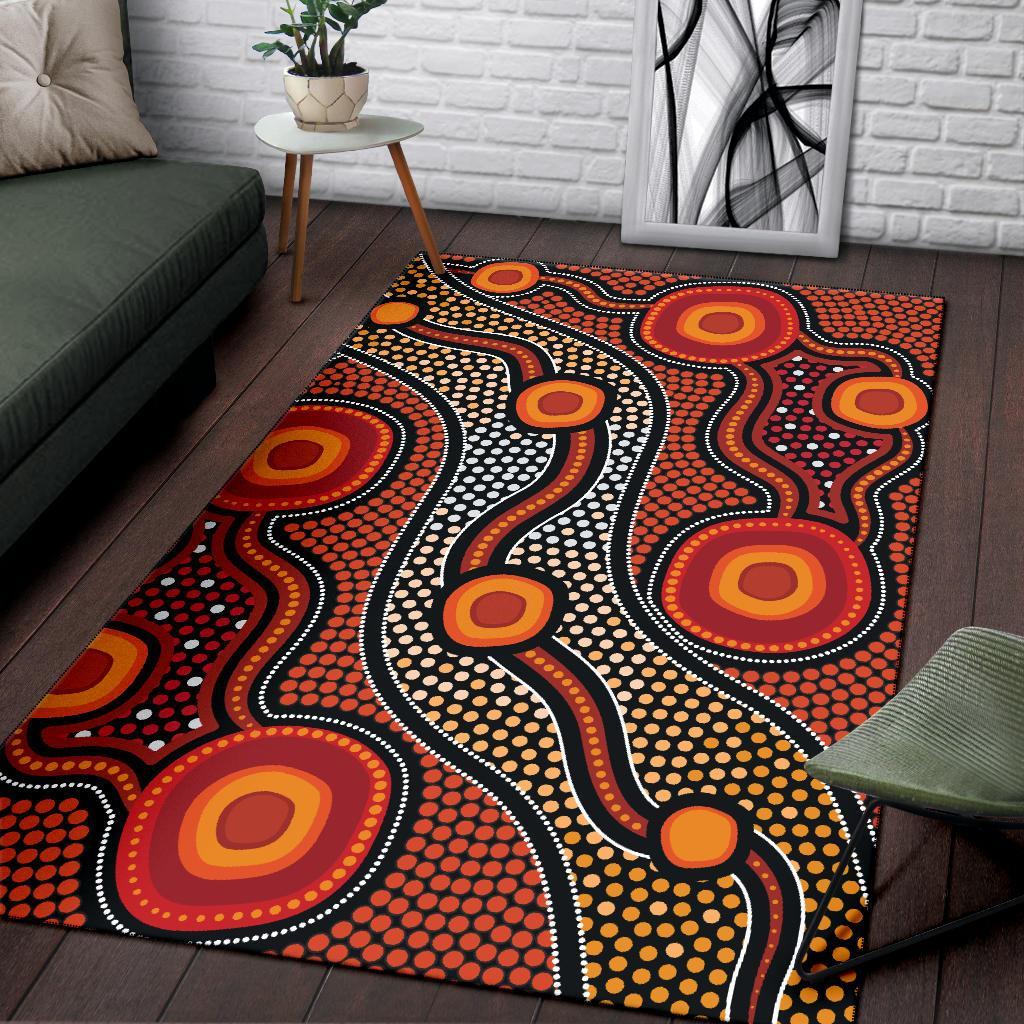 Aboriginal Area Rug - Landscape Circle Dot Painting Art - Vibe Hoodie Shop