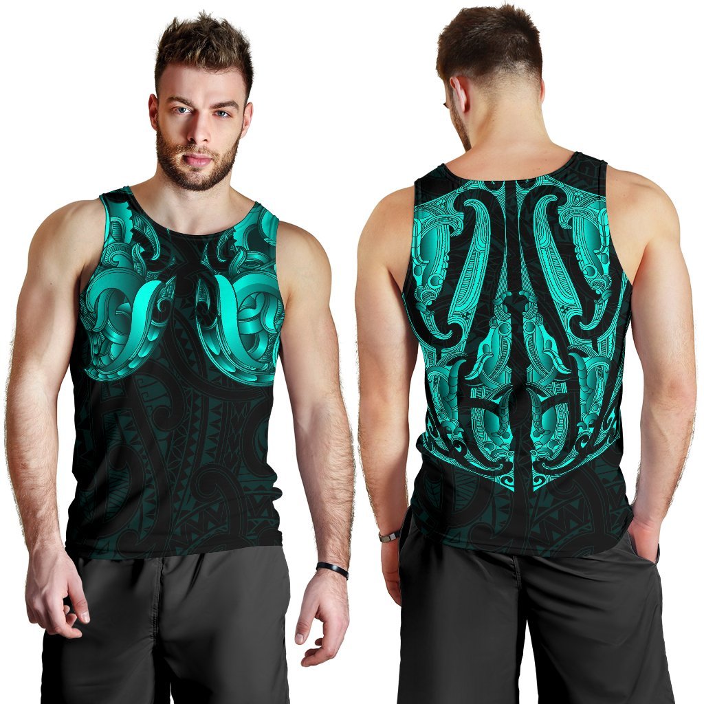 Maori Ta Moko Men Tank Top New Zealand Turquoise - Vibe Hoodie Shop