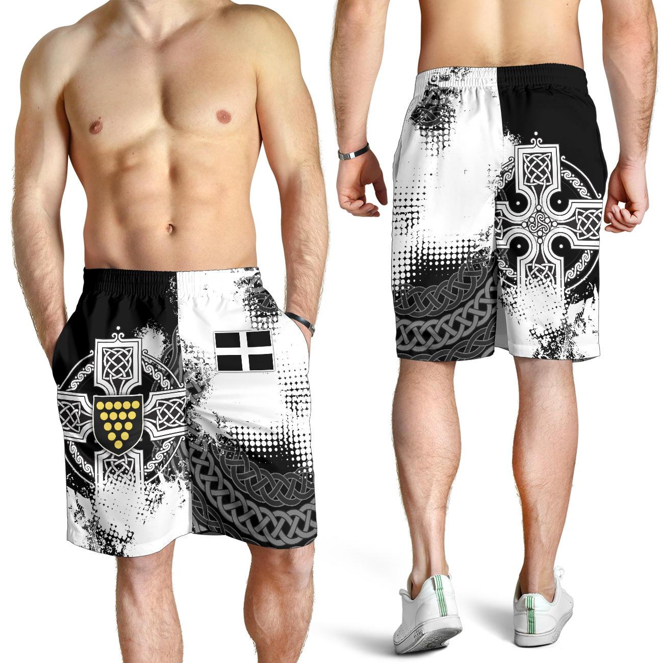 Cornwall Men's Shorts - Cornwall Celtic Cross - Vibe Hoodie Shop