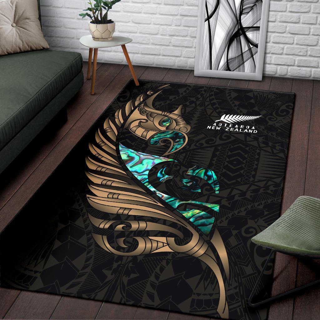 New Zealand Area Rug Manaia Paua Fern Wing - Gold - Vibe Hoodie Shop