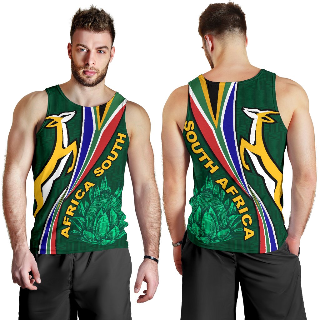 South Africa Men Tank Top Springboks Rugby Be Unique - Green - Vibe Hoodie Shop