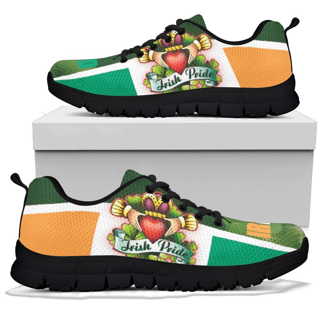 Irish Pride Sneakers - Ireland Flag With Claddagh Ring - Vibe Hoodie Shop