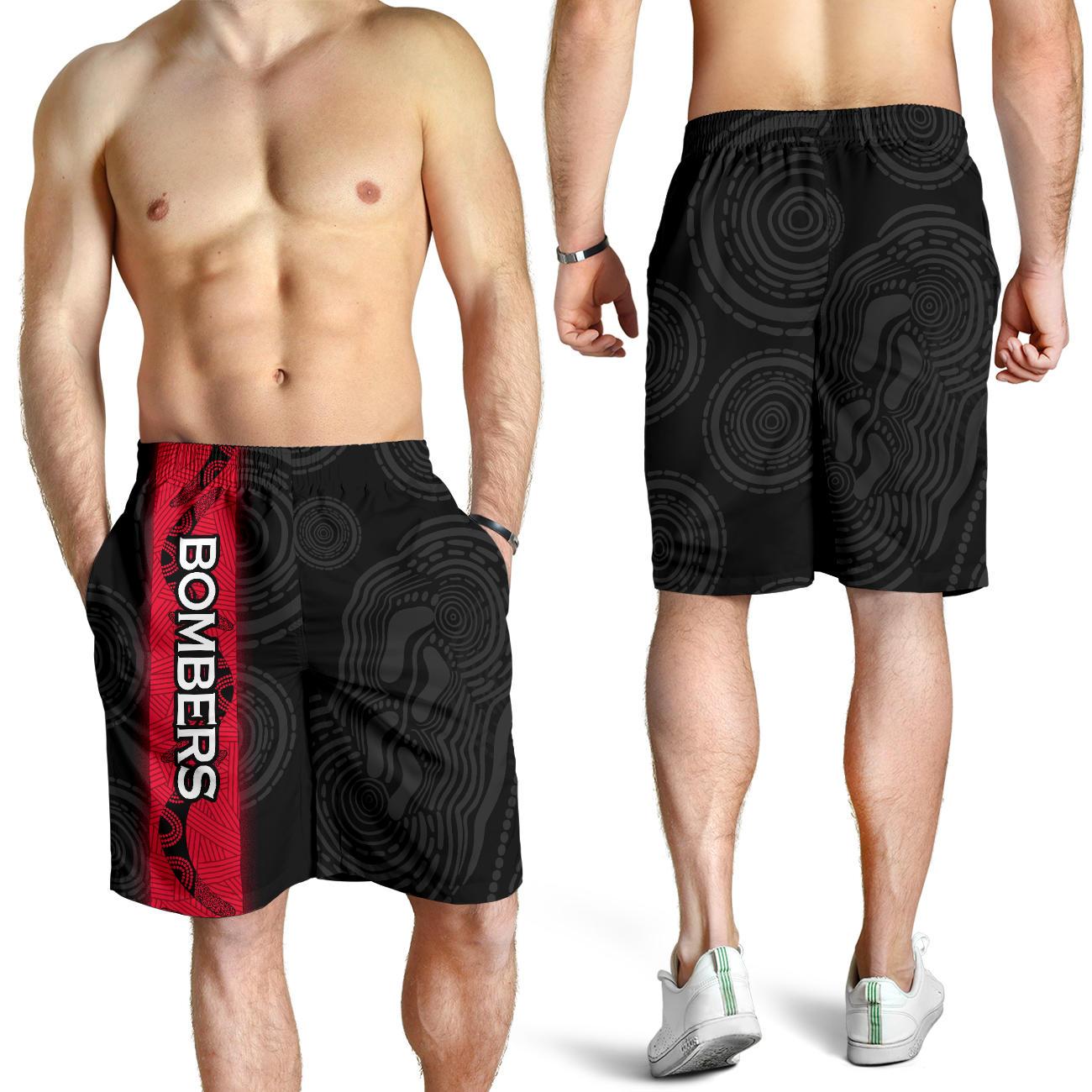 Essendon Bombers All Over Print Men's Shorts Black - Vibe Hoodie Shop