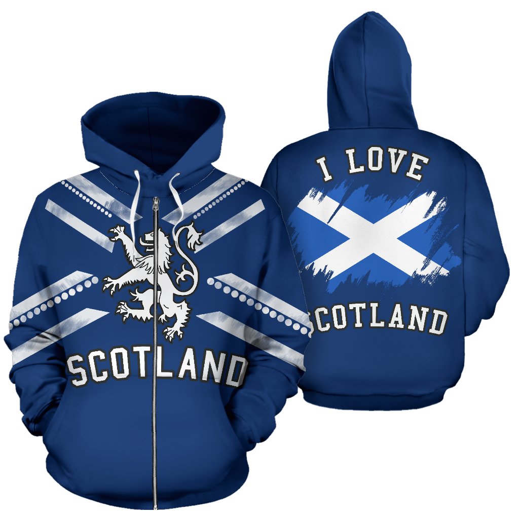 Scotland Flag And Lion All Over Zip - Up Hoodie - Vibe Hoodie Shop