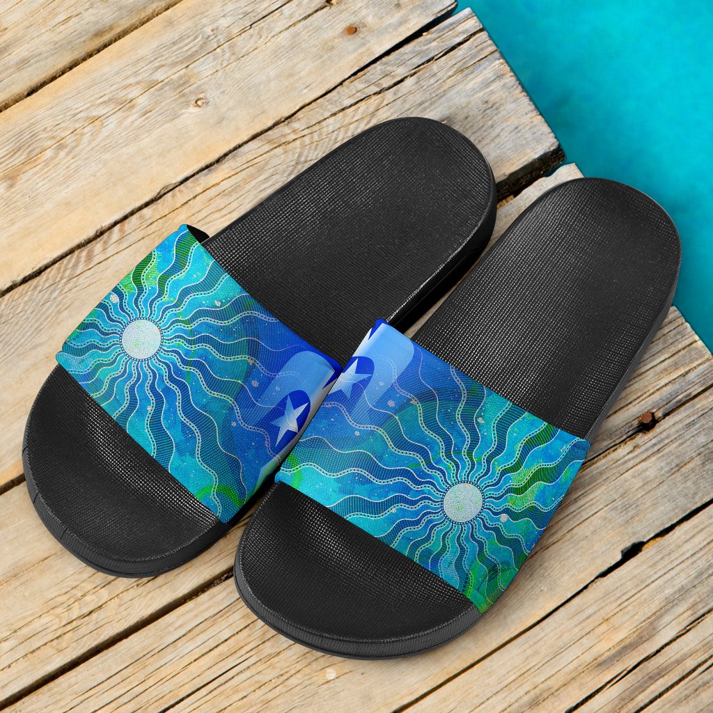 slide-sandals-torres-strait-islanders-flag-with-aboriginal-patterns-black