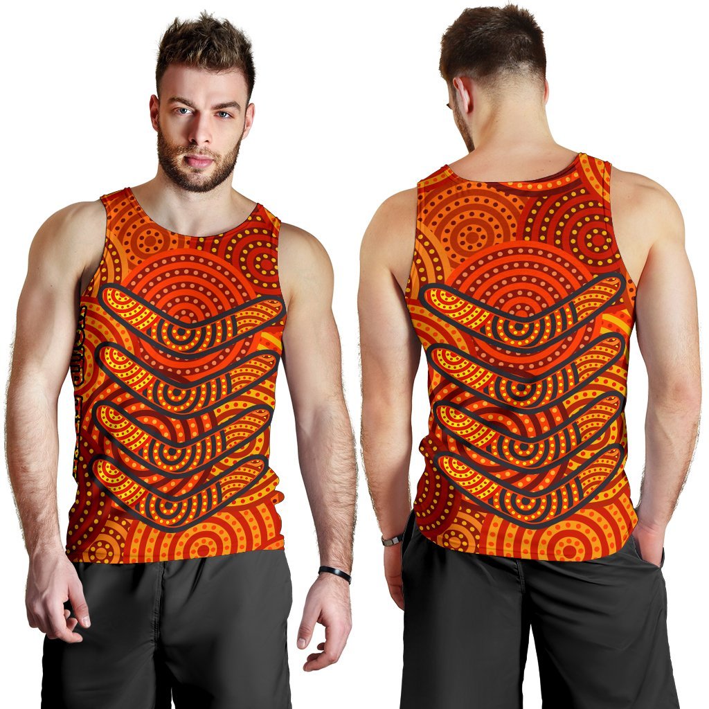 Aboriginal Personalised Men's Tank Top - Aboriginal Boomerangs And Dot Circle - Vibe Hoodie Shop