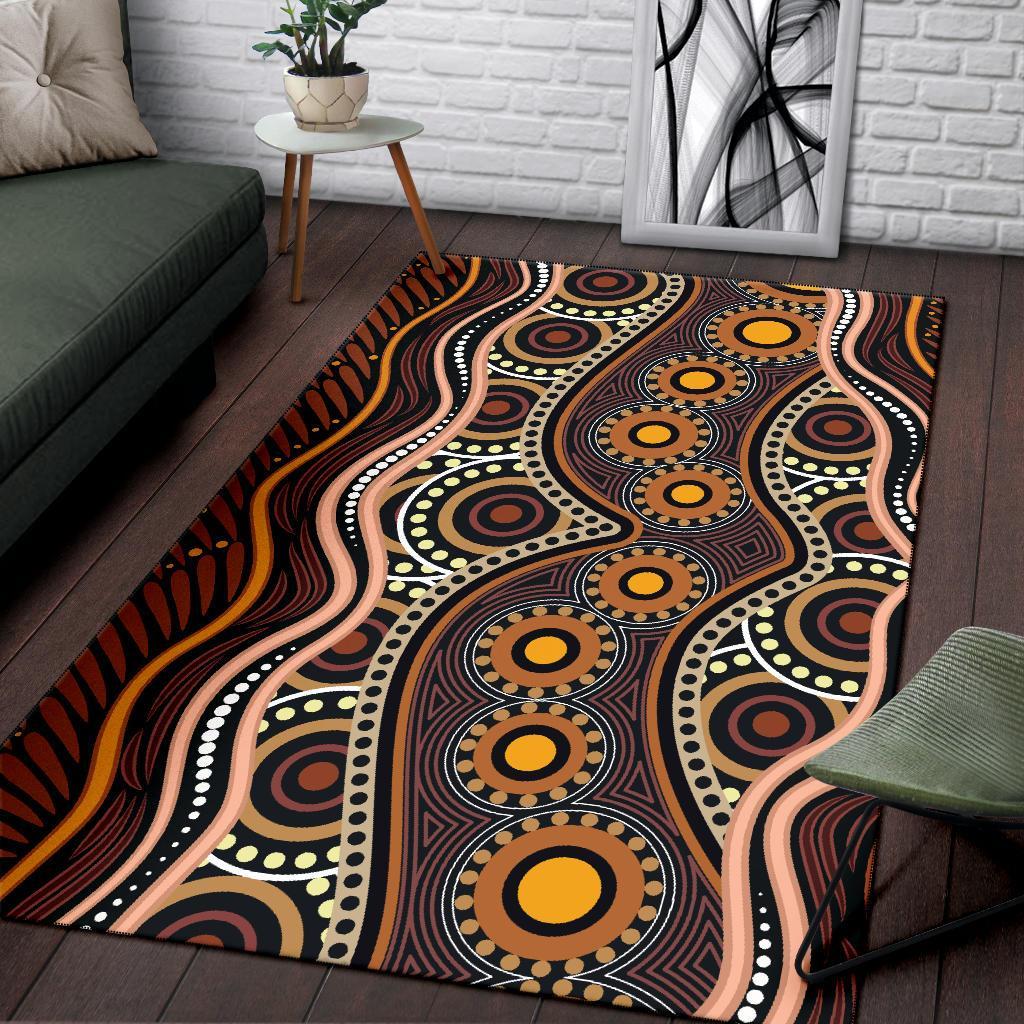 Aboriginal Area Rug - Indegenous Dot Painting Art - Vibe Hoodie Shop