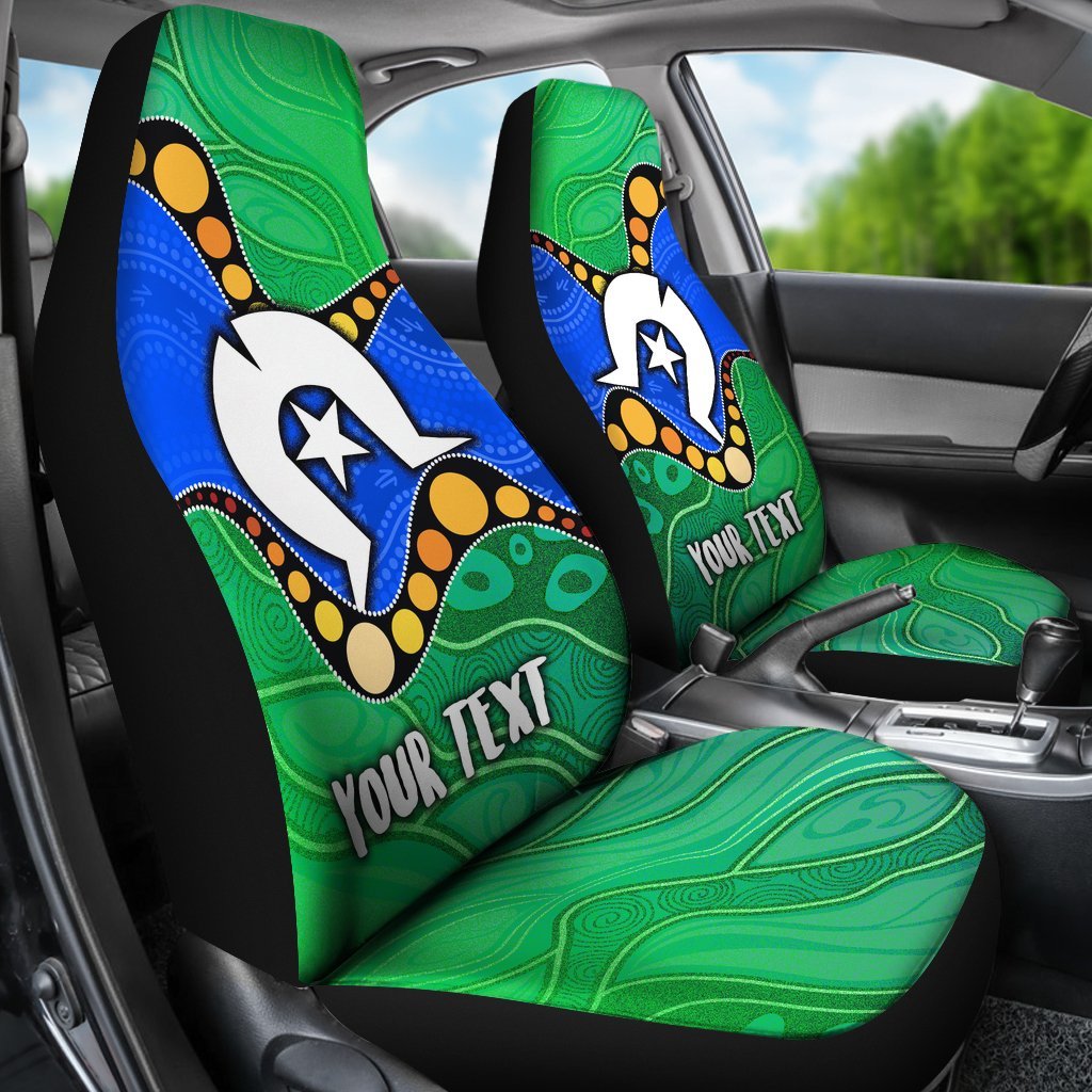 Custom Torres Strait Islands Car Seat Covers - Flag with Aboriginal Patterns - Vibe Hoodie Shop