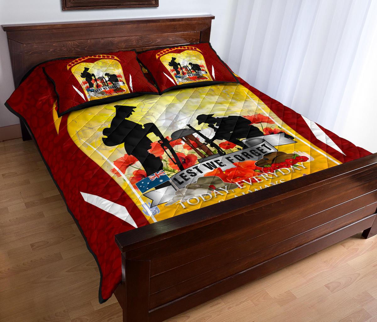 ANZAC Quilt Bed Set - Lest We Forget Aboriginal Version - Vibe Hoodie Shop