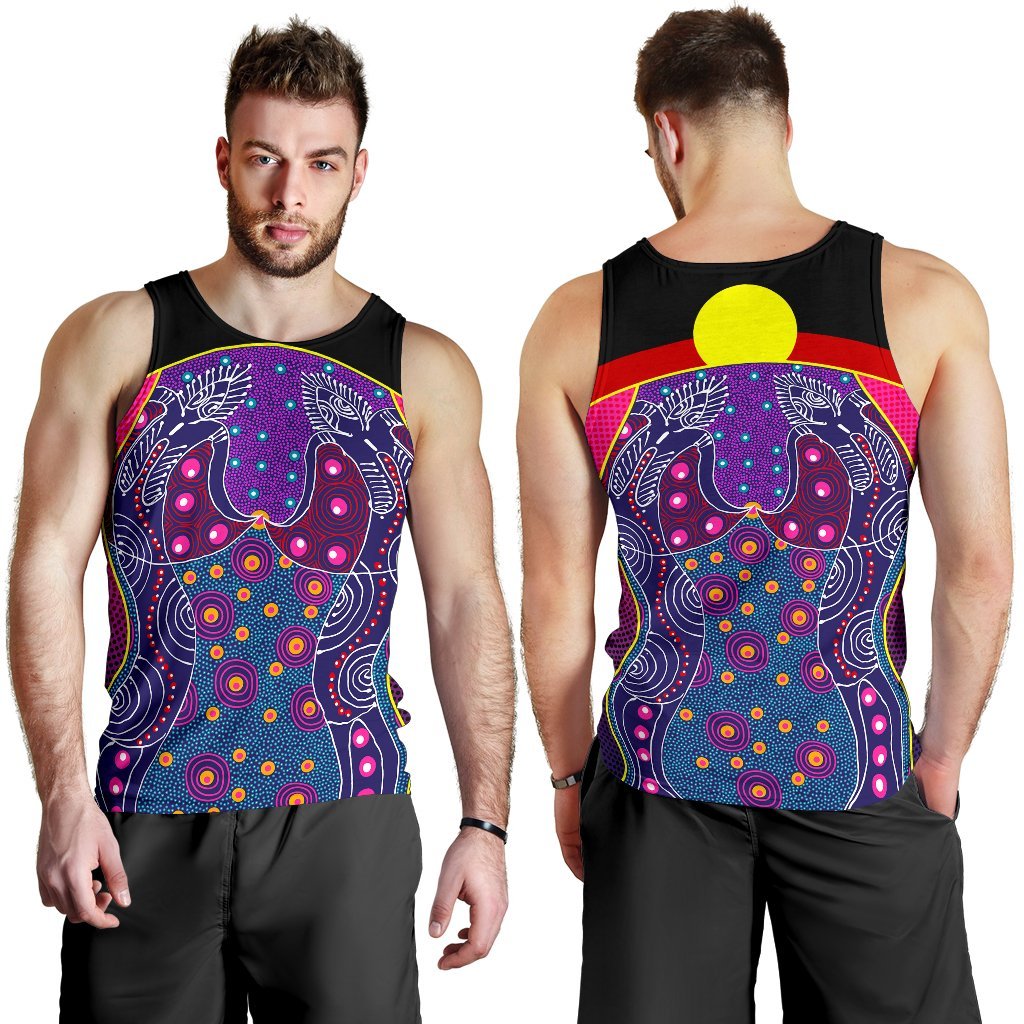 Men's Tank Top - Aboriginal Sublimation Dot Pattern Style (Violet) - Vibe Hoodie Shop