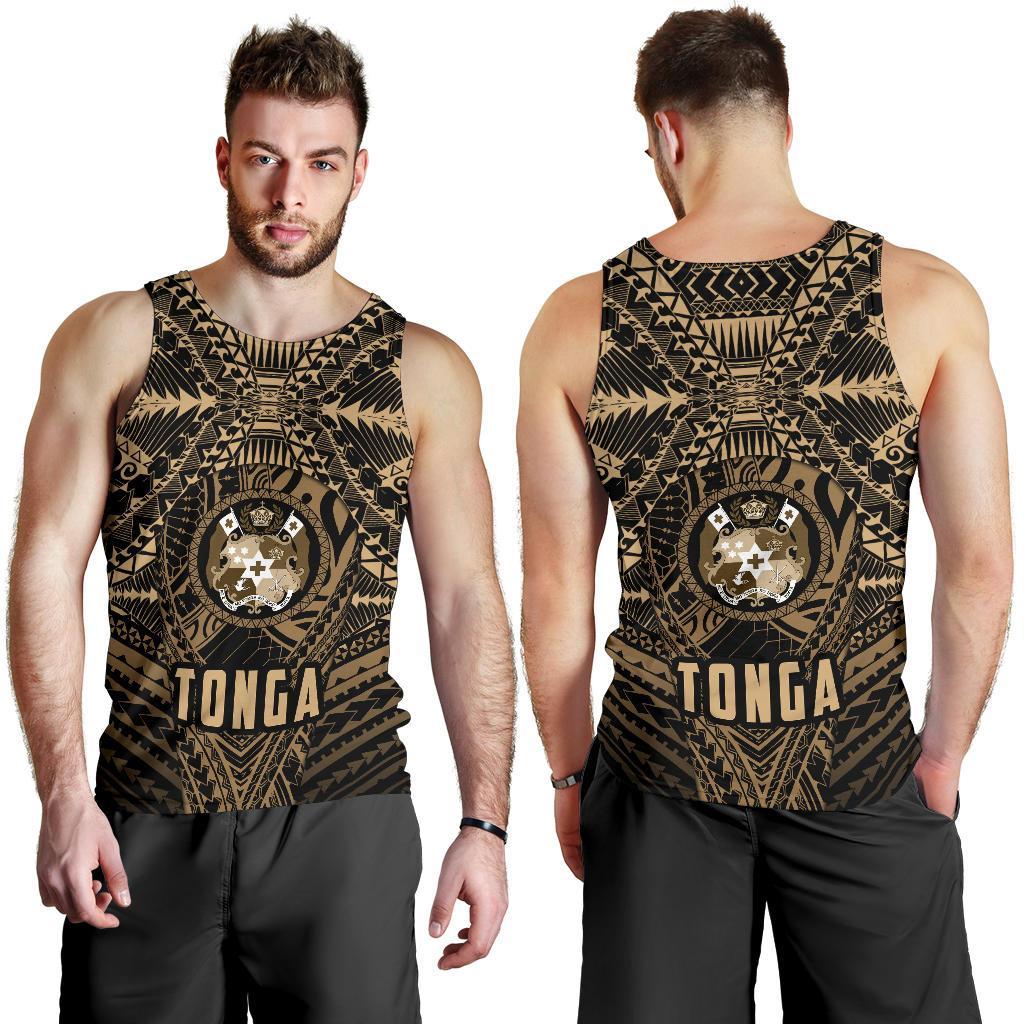 Tonga Tank Top For Men Polynesian Golden Style - Vibe Hoodie Shop