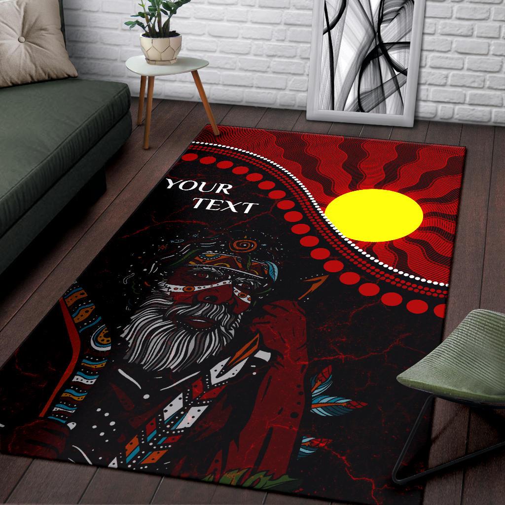 Custom Aboriginal Area Rug - Indigenous People And Sun - Vibe Hoodie Shop