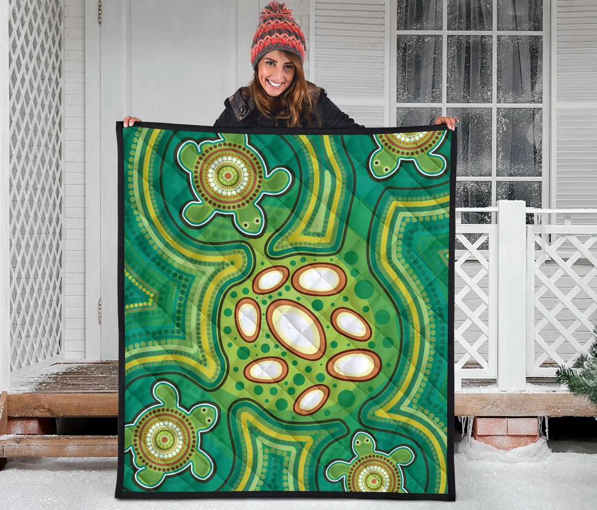 Aboriginal Premium Quilt - Indegenous Dot Painting Art - Vibe Hoodie Shop