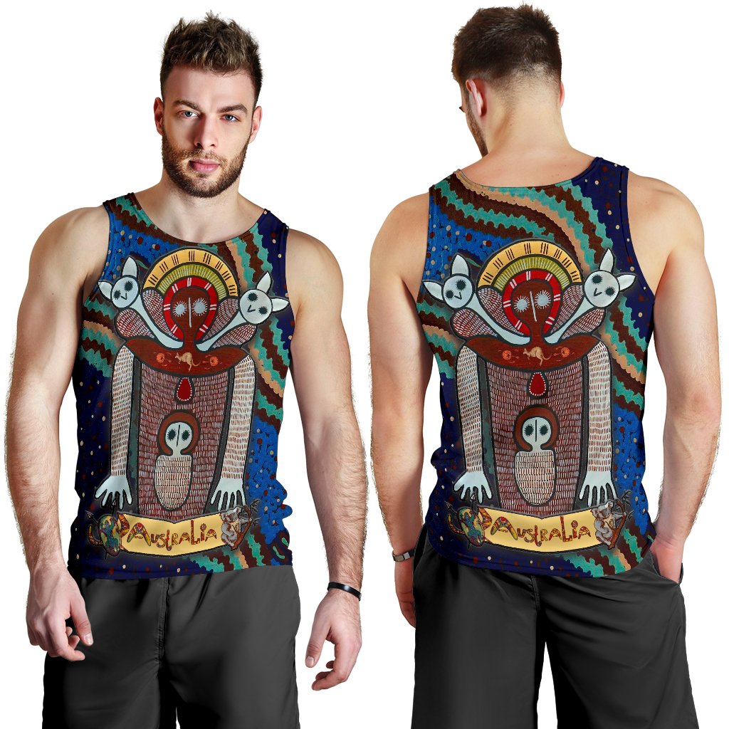 Wandjina Men's Tank Top - Australian Aboriginal Mythology - My Australia - Vibe Hoodie Shop