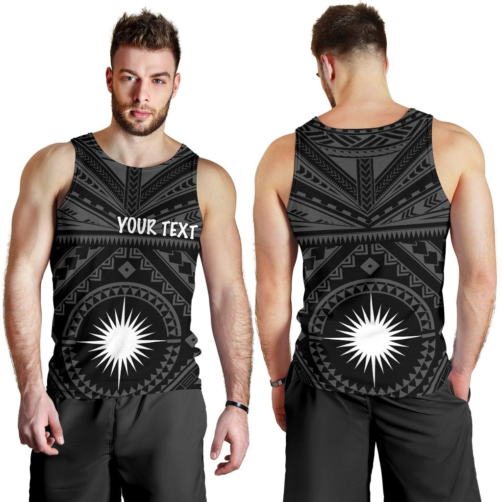 Marshall Personalised Men's Tank Top - Marshall Seal With Polynesian Tattoo Style (Black) - Vibe Hoodie Shop